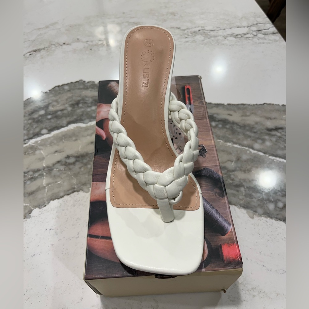 White 3 inch heels - sandals